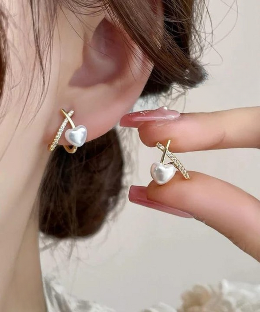 Pearl Heart Earrings