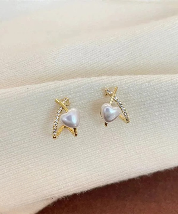 Pearl Heart Earrings
